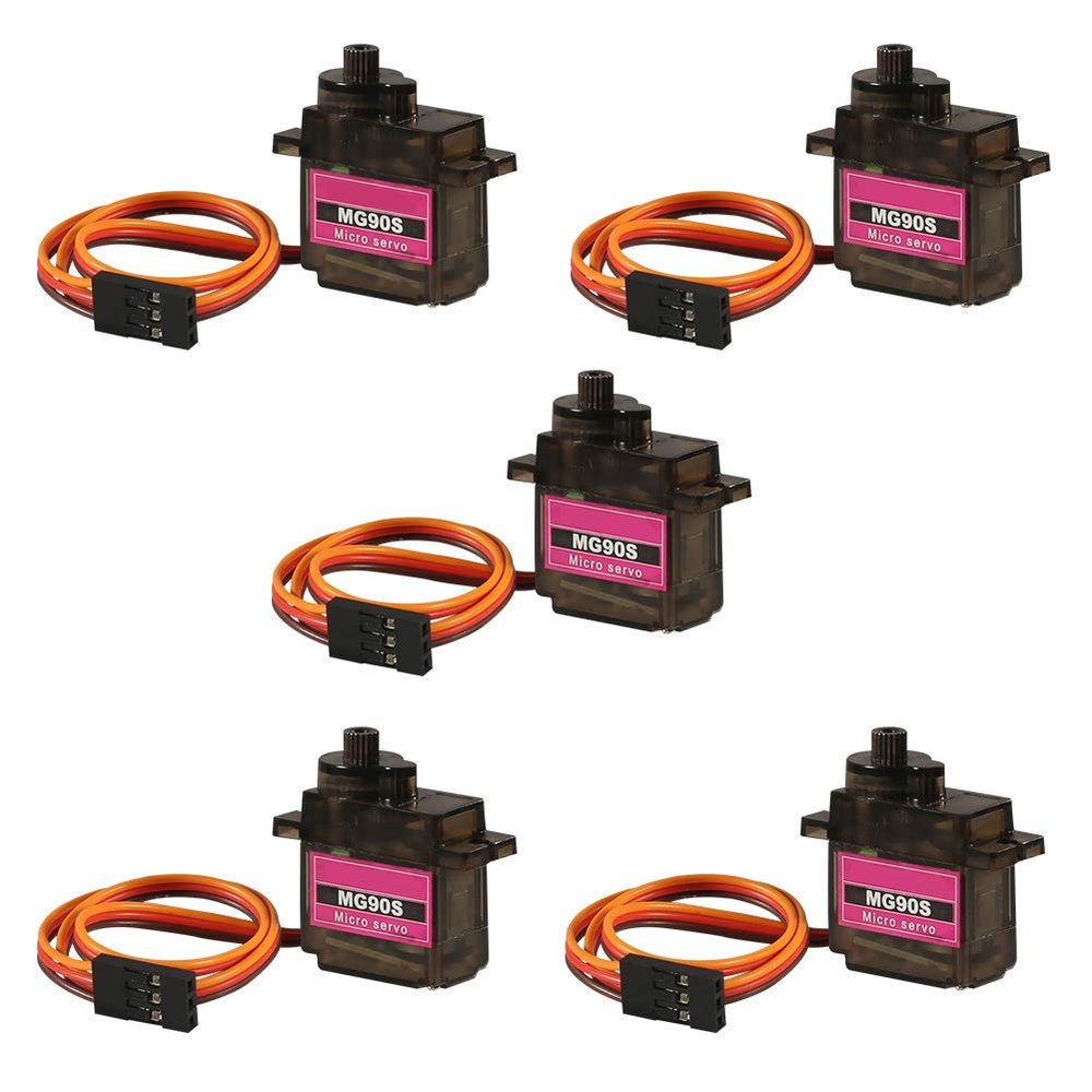 5PCS MG90S Servo Micro 9G Servo Motor Geared Micro Servo Motor 9G Smart Robot Compatible with Raspberry Pi Project Car Helicopter Airplane Boat (Control Angle 180)