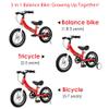 Balance Bike 3 in 1,The Dual Use of a Kids Balance Bike and Toddler Bike, for 2 3 4 5 6 7 Years Old -12 14 16 Inches with Training Theory, Brake, Pedal view 2