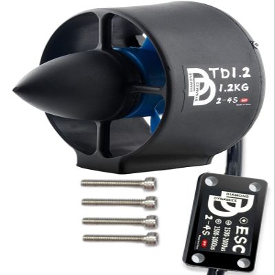 DIAMONDDYNAMICS Underwater Thruster 1.2kg Thrust 12V Brushless Motor with bi-Directional Full Waterproof ESC for ROV,RC Boat,Underwater Vehicle,Diving,Seafloor Photography,Seabed Exploration (CCW)