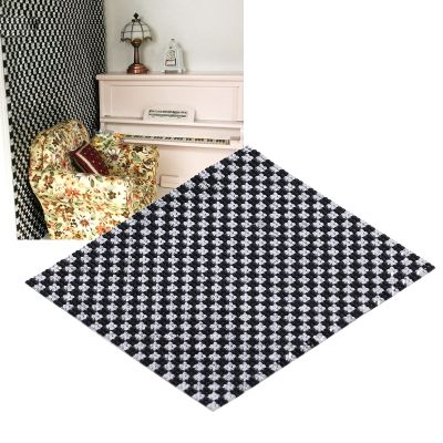 LZKW Dolls House Rugs, Rug Miniature Doll House Asseccories Woven Rug Vintage Woven Rugs for Dollhouse(Black and White)