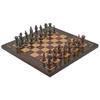 Antique Copper Medieval British Army Figures Metal Chess Set for Adult,Handmade Cool Pieces and Medium Size Natural Solid Wooden Chessboard with Pearl Design Around Board (Rose) view 2