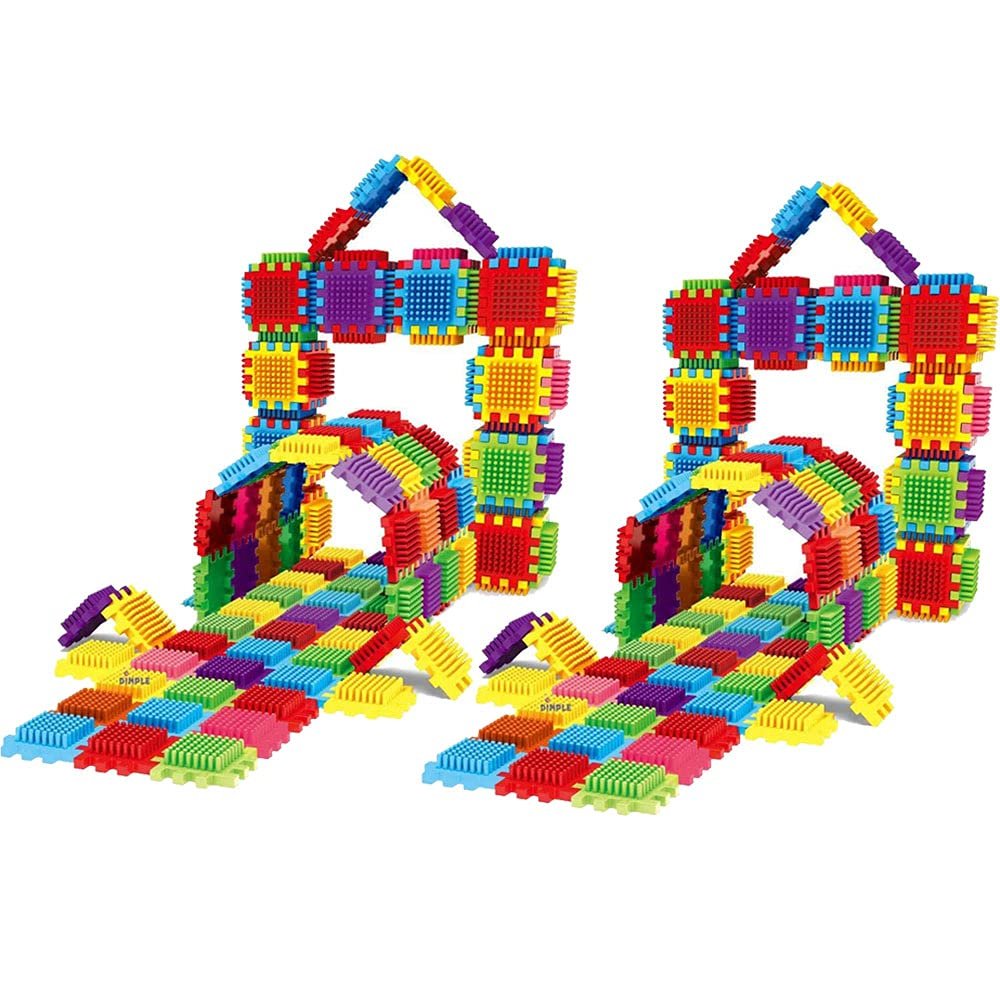 Dimple 2 Sets of 60 Blocks Total 720-Piece Set Large Stacking Blocks and Interconnecting Building Set for Boys & Girls, Great Toy for Child Development for Kids and Toddlers