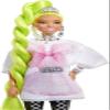 Barbie Extra Doll &Accessories with Neon Green Hair, Feather Boa & Pet Parrot view 3
