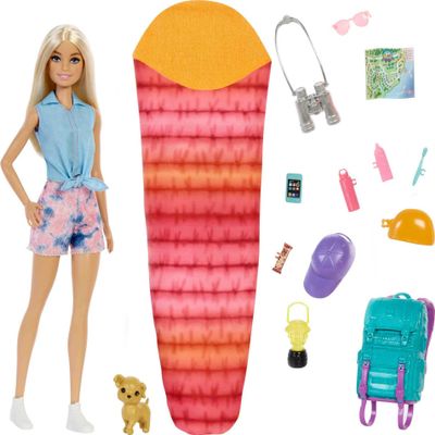 Barbie Doll and Accessories, It Takes Two Malibu Camping Doll with Pet Puppy and 10+ Accessories
