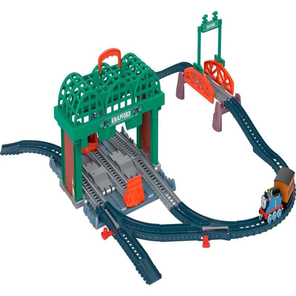 Thomas & Friends Diecast Toy Train & Track Set Knapford Station 2-in-1 Playset & Storage Case for Preschool Kids Ages 3+ Years