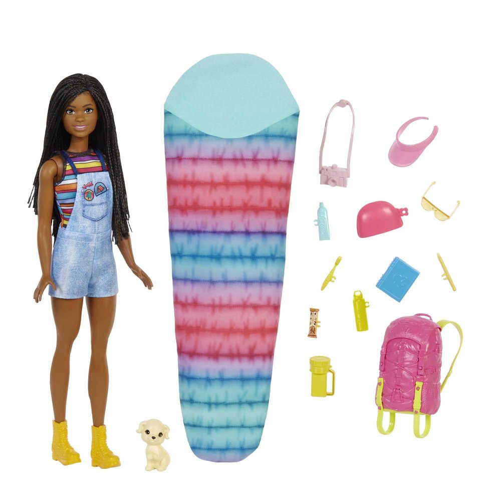 Barbie Doll and Accessories, It Takes Two Brooklyn Camping Doll with Pet Puppy and 10+ Accessories