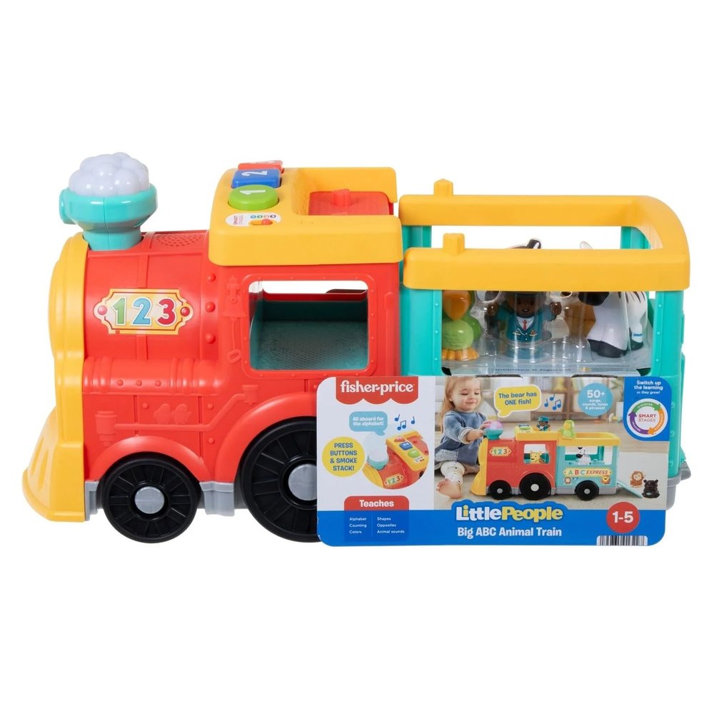 Fisher-Price Little People Big ABC Animal Train, Push-Along Toy Vehicle with Lights, Music and Smart Stages Learning Content for Kids Ages 1 to 5 Years, HHH22