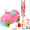 Mattel Enchantimals Bunnymobile Small Doll & Toy Car Playset with 10 Accessories Including Bunny Figure & Travel Gear, Pink Convertible Vehicle view 1