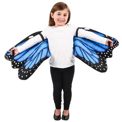 ArtCreativity Plush Wearable Butterfly Wings, 1 Pair, Butterfly Wings for Girls & Boys in Blue, Kids Butterfly Halloween Costume Made of Soft Material, Dress Up Accessories for Children