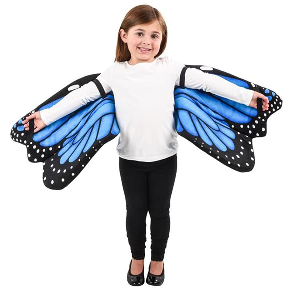 ArtCreativity Plush Wearable Butterfly Wings, 1 Pair, Butterfly Wings for Girls & Boys in Blue, Kids Butterfly Halloween Costume Made of Soft Material, Dress Up Accessories for Children