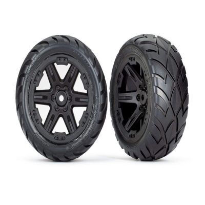 Traxxas 6768 Tires & Wheels, Assembled, glued (2.8') (RXT Black Wheels, Anaconda Tires, Foam Inserts) (2WD Electric Rear) (2) (TSM Rated)