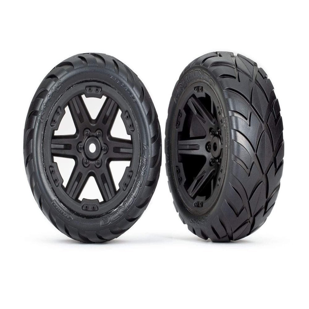 Traxxas 6768 Tires & Wheels, Assembled, glued (2.8') (RXT Black Wheels, Anaconda Tires, Foam Inserts) (2WD Electric Rear) (2) (TSM Rated)
