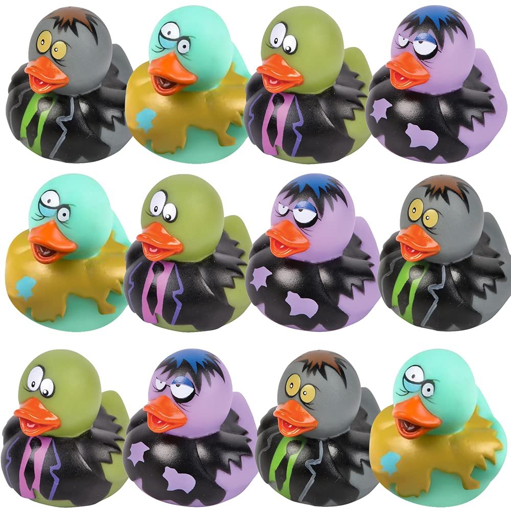 ArtCreativity 12 PCS Halloween Rubber Ducks, Zombie Rubber Duckies for Kids, Variety of Designs and Colors, Trick or Treat Supplies,Party Favors, Goodie Bag Filler, Halloween Themed Bathtub Toys