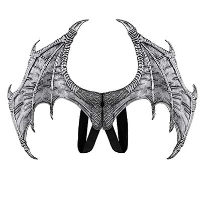 Alodidae Dragon Wings Bat Wing Halloween Mardi Gras Demon Costume Cosplay Accessory (Silver)