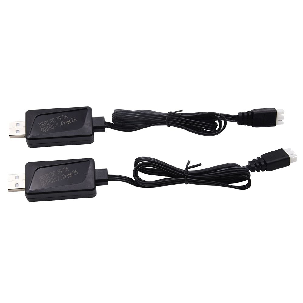 Blomiky 2 Pack 7.4V 1.6A Fast 2S Li-Po Li-ion Battery Charger Cable with XH-3P Connector for RC Boat, Truck, Drone, Cars, Vehicles