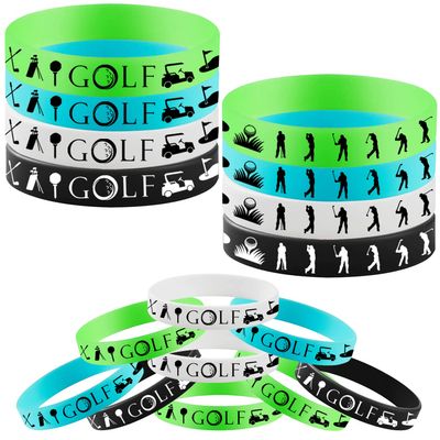 24PCS Golf Themed Rubber Bracelets Sport Silicone Wristbands Party Supplies Decorations Birthday Baby Shower Party Favors