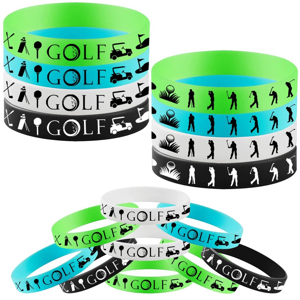 24PCS Golf Themed Rubber Bracelets Sport Silicone Wristbands Party Supplies Decorations Birthday Baby Shower Party Favors