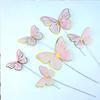 20PCS Pink Butterfly Cupcake Toppers and 1pcs Gold Metal Acrylic Panel Cake Toppers Cake Decorations for Girls Women Happy Birthday Wedding Party Food Supplies view 3