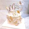 20PCS Pink Butterfly Cupcake Toppers and 1pcs Gold Metal Acrylic Panel Cake Toppers Cake Decorations for Girls Women Happy Birthday Wedding Party Food Supplies view 4