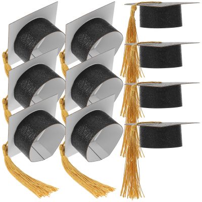 10pcs Mini Graduation Caps Graduation Hat Wine Bottle Covers Cupcake Toppers Hats Decoration for