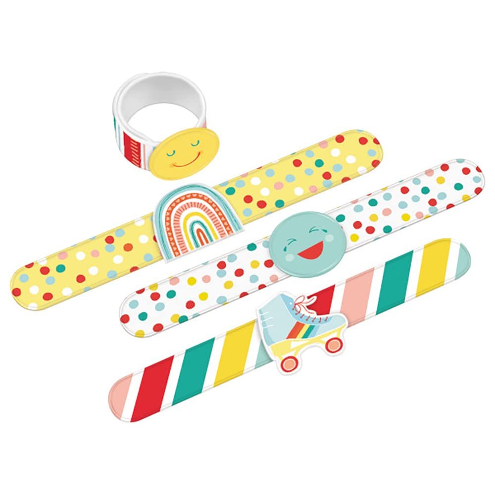 Amscan All Smiles Slap Bracelets - 8.75" 4 (Pieces) - Vibrant Colorful Plastic Snap-On Wristbands - Perfect for Kids Party Favors, Gifts, & Fashion Accessories