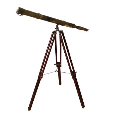 Nautical Floor Standing Antique Finish Tripod Telescope Adjustable 52" Tall Solid Brass Single Barrel Griffith Scope
