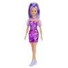 Barbie Fashionistas Doll, Petite, Long Purple Hair & Purple Metallic Dress, Sheer Bodice & Sleeves, Purple Sneakers, Toy for Kids 3 to 8 Years Old view 1
