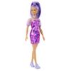 Barbie Fashionistas Doll, Petite, Long Purple Hair & Purple Metallic Dress, Sheer Bodice & Sleeves, Purple Sneakers, Toy for Kids 3 to 8 Years Old view 3