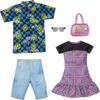 Barbie & Ken Fashions 2-Pack Clothing & Accessories Set, 1 Plaid Dress & Purse for Barbie Doll & 1 Smiley Face Shirt, Denim Shorts & Sunglasses for Ken Doll view 1