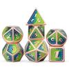 Metal DND Dice Set with Gift Metal Case DNDND 7 PCS Metallic Dungeons and Dragons Die for DND Game (Blue & Green with Matt Copper Edge) view 1