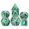DND Metal Dice Set with Gift Metal Tin DNDND Metallic Dungeons and Dragons Dice Set for D&D Game (Neno Green & Green with Matt Silver Edge) view 1