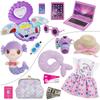 Srua Don 18 Inch Doll Suitcase Travel Luggage Play Set, Mermaid Theme Travel Carrier Storage Accessories for 18inch Doll, Include Case, Clothes, Hat, Sunglasses, Camera, Pillow, Toy Pet view 2