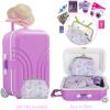 Srua Don 18 Inch Doll Suitcase Travel Luggage Play Set, Mermaid Theme Travel Carrier Storage Accessories for 18inch Doll, Include Case, Clothes, Hat, Sunglasses, Camera, Pillow, Toy Pet view 4