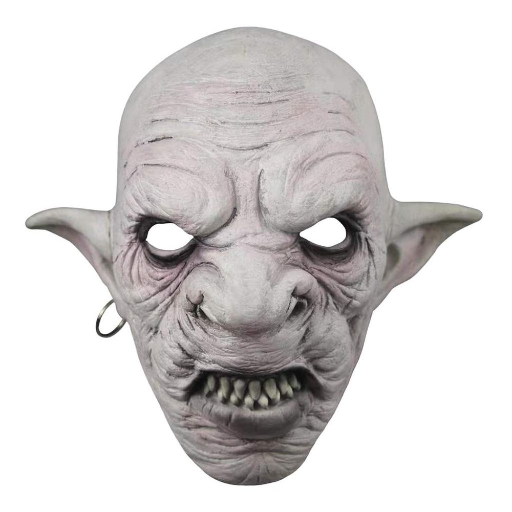 ANG-puneng Scary Mask Cool Goblins Mask with Earrings on the Ear Halloween Horror Mask Creepy Costume for Women Men, 25cmx22cm/9.84''x8.66''