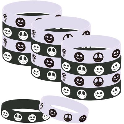24 Halloween Party Skeleton Demon Rubber Bracelets, Halloween Trick or Tread Christmas Party Supplies Decorations Gifts Prize Goodie Bag Favors Skeleton Ghost Silicone Wristbands