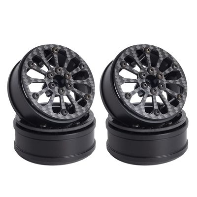 2.2 Inches Carbon Fiber Wheels Rims Hub for 1/10 RC Crawler SCX10III MOA RC4WD Bully II and Axial XR10 (D)