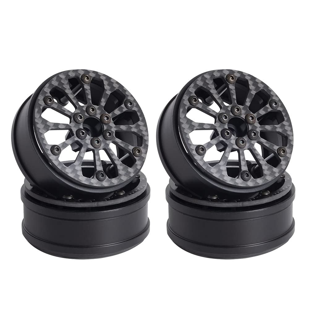 2.2 Inches Carbon Fiber Wheels Rims Hub for 1/10 RC Crawler SCX10III MOA RC4WD Bully II and Axial XR10 (D)