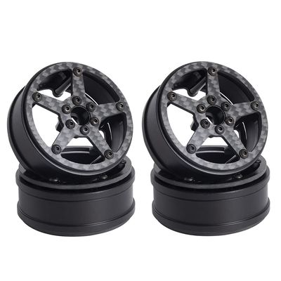 2.2 Inches Carbon Fiber Wheels Rims Hub for 1/10 RC Crawler SCX10III MOA RC4WD Bully II and Axial XR10 (C)