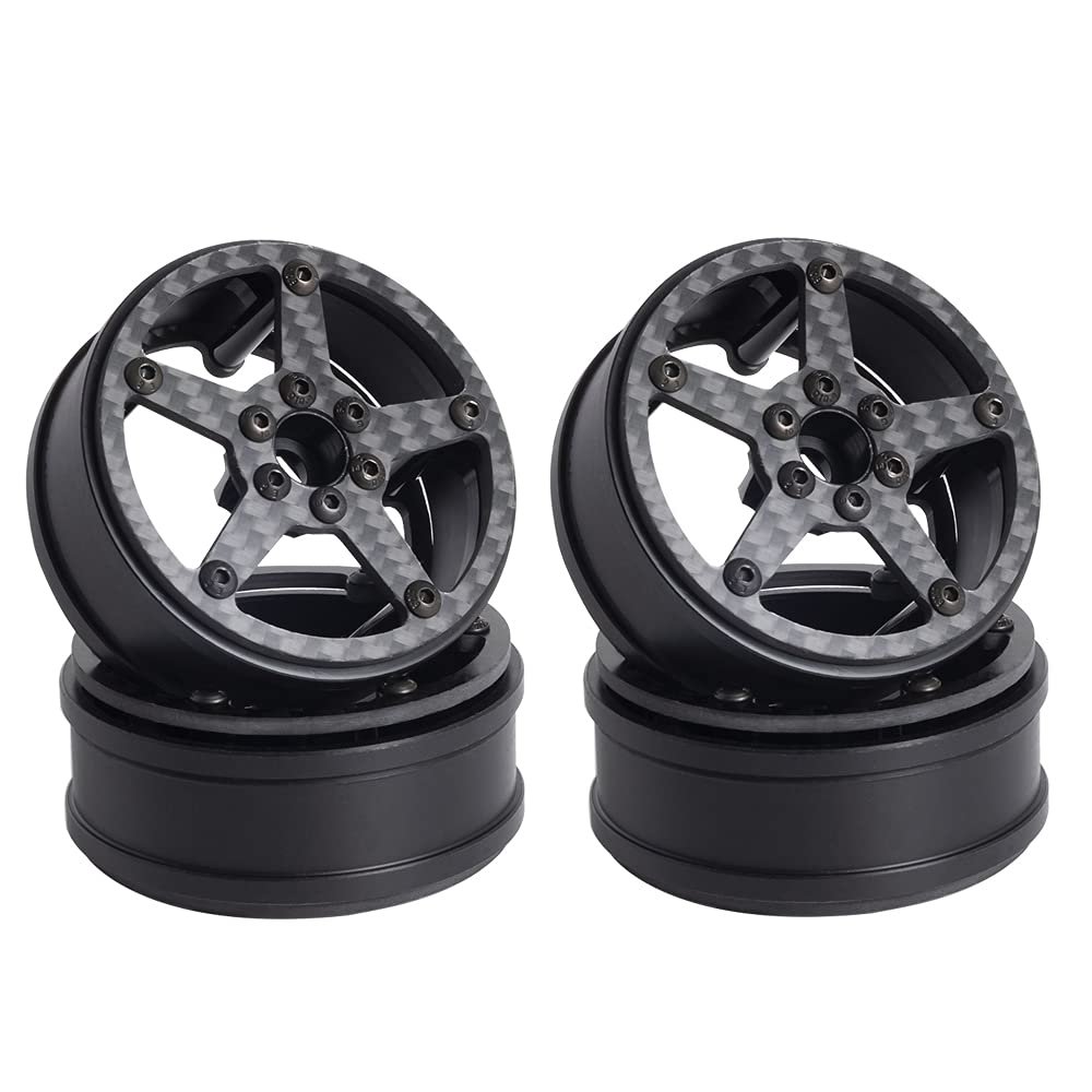 2.2 Inches Carbon Fiber Wheels Rims Hub for 1/10 RC Crawler SCX10III MOA RC4WD Bully II and Axial XR10 (C)
