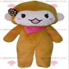 SPOTSOUND Brown and pink monkey REDBROKOLY Mascot with a scarf and a flower view 1