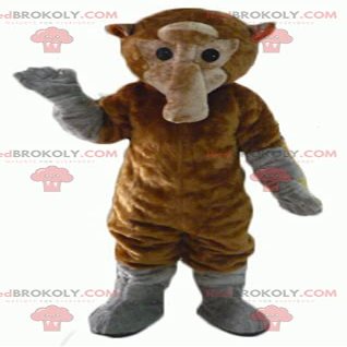 SPOTSOUND Brown and gray monkey REDBROKOLY Mascot with a long tail