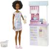 Barbie Ice Cream Shop Playset with 12-in Brunette Doll, Ice Cream Making Feature, 2 Dough Containers, 2 Bowls, 2 Cones, 3 Decorative Toppers, 2 Spoons & Register, for Ages 3 Years Old & Up view 1