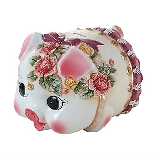LJYT Keepsake Ceramic Money Box, Cash Box for Kids/Adults, Makes A Perfect Unique Gift for Christmas Valentine's Day Birthday Holiday Gifts Piggy Bank, (Size : Medium)