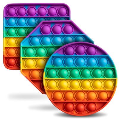 FoxPrint Push Pop Bubble Sensory Fidget Toy for Kids, Interactive and Colorful Stress Relievers for Special Needs, ADD, Autism, or Processing Disorders, Promotes Calming Relaxation, (FP303)