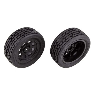 Team Associated SR10 Front Wheels with Street Stock Tires, Mounted, ASC71194