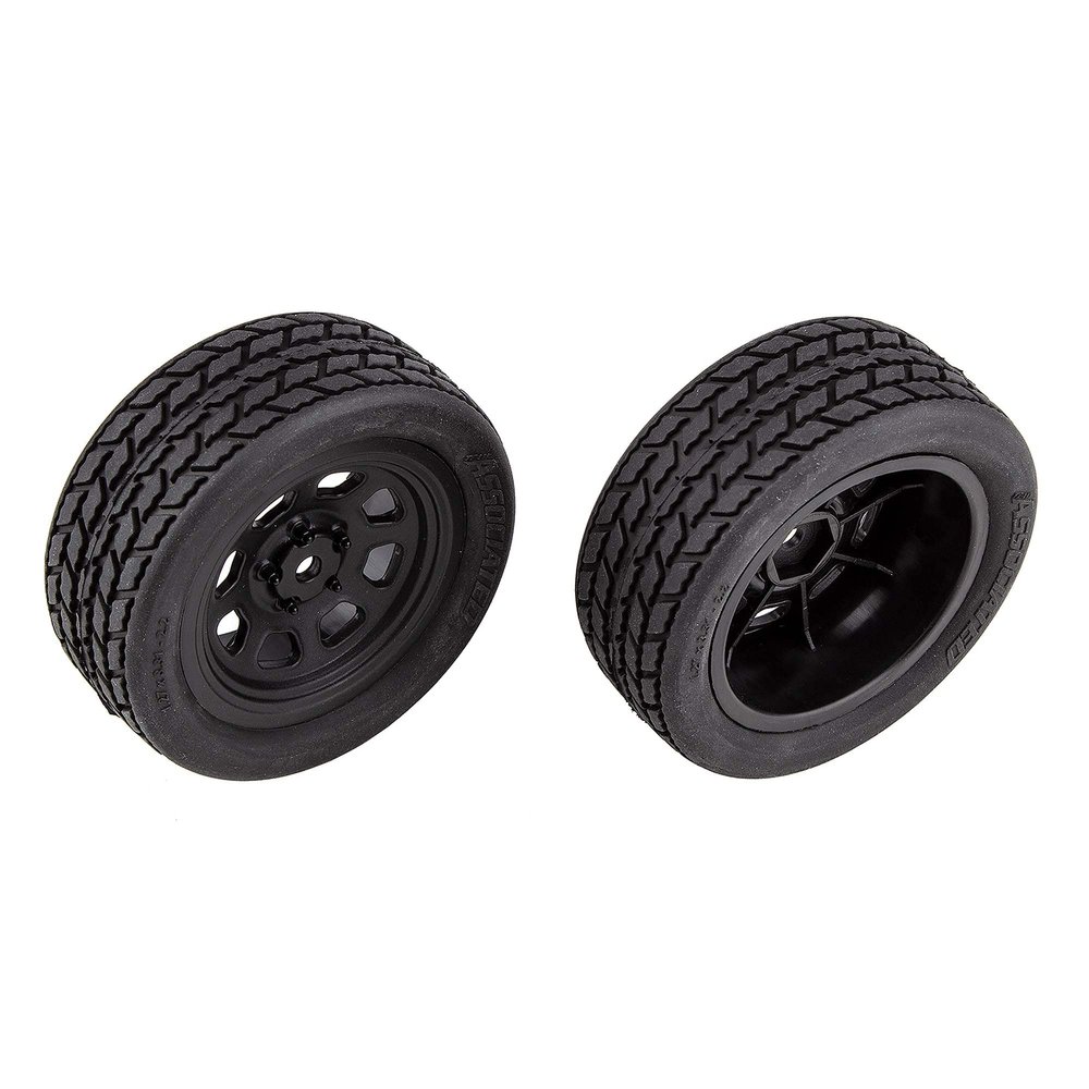 Team Associated SR10 Front Wheels with Street Stock Tires, Mounted, ASC71194