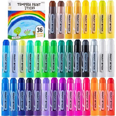 JOYIN 36 Colors Washable Tempera Paint Sticks, Art Supplies, Paint for Kids, Quick Drying and No Mess Arts Project, Gifts for Kids and Artists Birthday Valentine Easter Gifts for Boys Girls