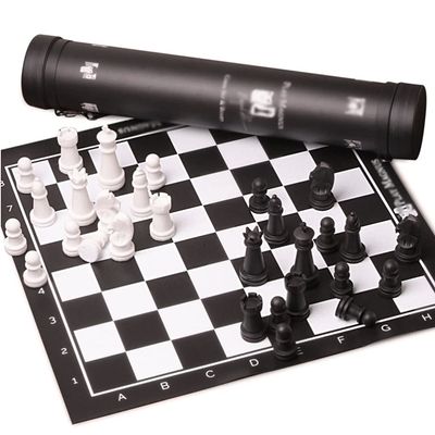 20in Chess Set Roll-Up Leather Chess Set Comes with A Innovative Carry Pouch/Hips Plastic Chess Pieces for Beginner&Kids ( Color : Black )