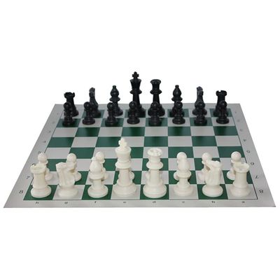 11.8in/Chess Set Roll-Up Leather Chess Board Comes with Carry Pouch/Hips Plastic Chess Pieces- for Beginner&Kids ( Color : Green )