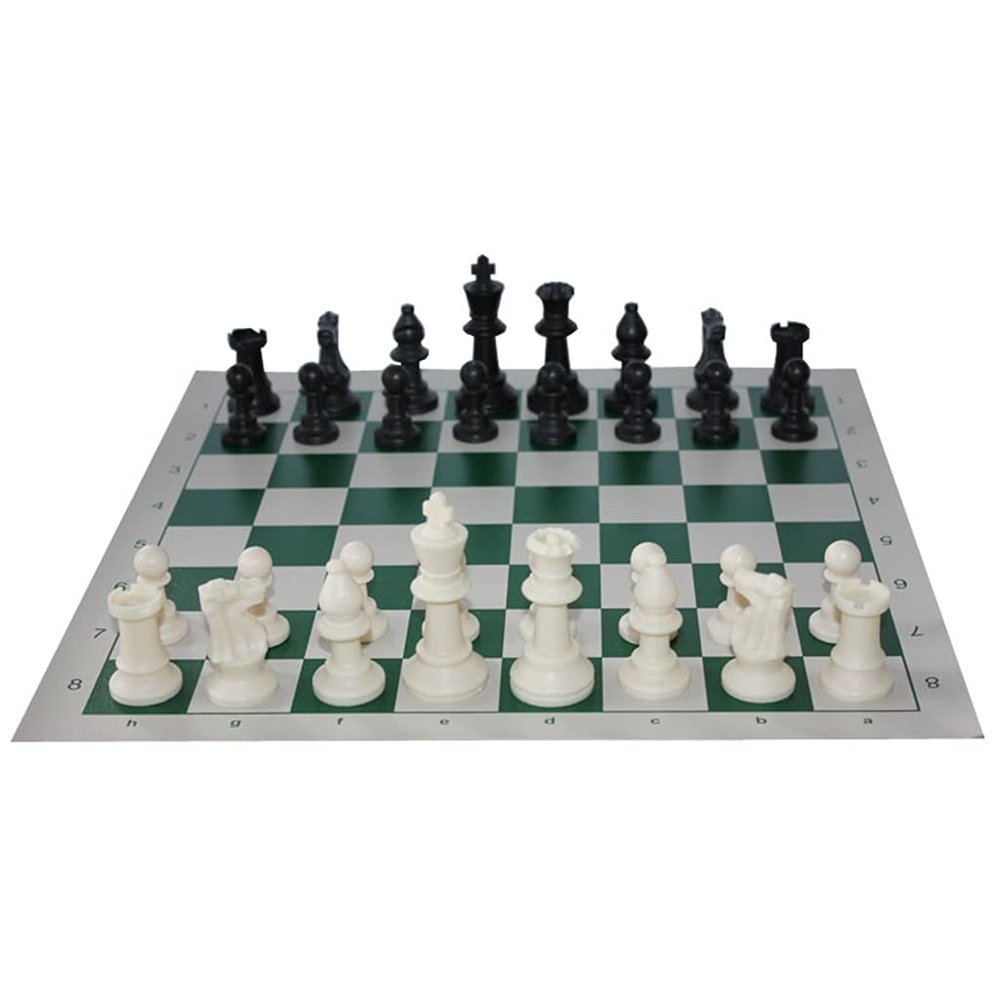11.8in/Chess Set Roll-Up Leather Chess Board Comes with Carry Pouch/Hips Plastic Chess Pieces- for Beginner&Kids ( Color : Green )